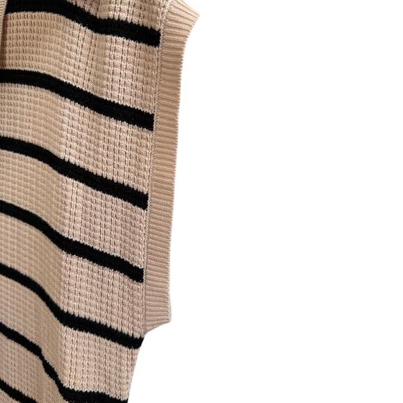 Saodimallsu Striped Knit Polo Maxi Sweater Dress Beige Blk Clean Girl XL Preppy - Picture 4 of 8